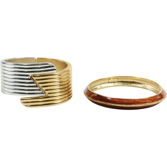 ORENA PARIS Wide 2-Tone Bangle Bracelet & Orena Paris Enameled Bangle Bracelet - Picture 1 of 9